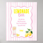 Freshly Graduated Lemon Pink Stripes Lemonade Bar Poster (Vorne)