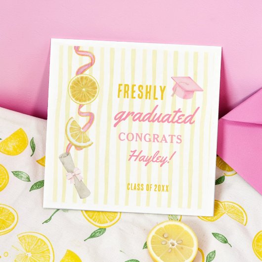 Freshly Graduated Lemonade Graduation Party Serviette
