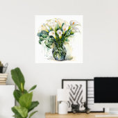 Freshly Picked Calla Lilies Illustration Poster (Heimbüro)