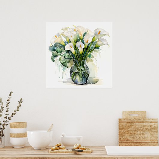 Freshly Picked Calla Lilies Illustration Poster (Küche)