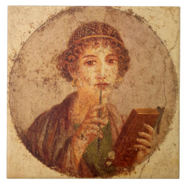 Fresko von Sappho in Pompeji Fliese