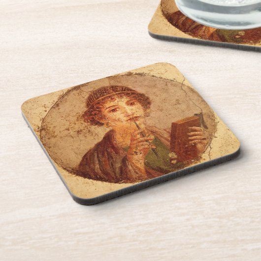 Fresko von Sappho in Pompeji Getränkeuntersetzer (Linke Seite)