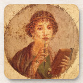Fresko von Sappho in Pompeji Getränkeuntersetzer (Vorderseite)