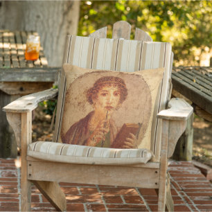 Fresko von Sappho in Pompeji Kissen
