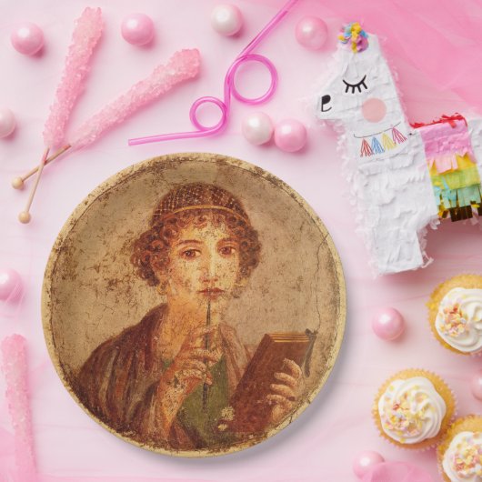 Fresko von Sappho in Pompeji Pappteller (Party)