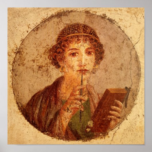 Fresko von Sappho in Pompeji Poster (Vorne)