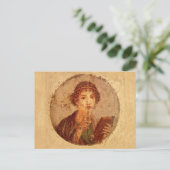 Fresko von Sappho in Pompeji Postkarte (Stehend Vorderseite)