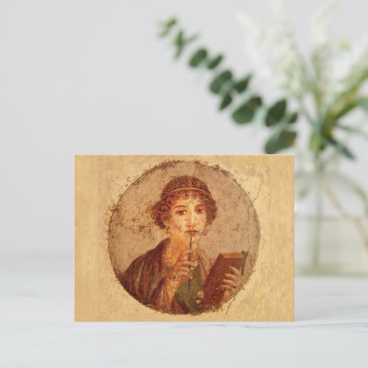 Fresko von Sappho in Pompeji Postkarte (Stehend Vorderseite)