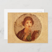 Fresko von Sappho in Pompeji Postkarte (Vorne/Hinten)