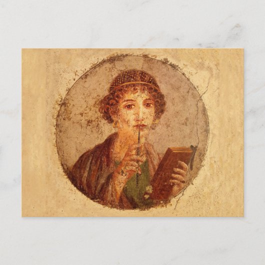 Fresko von Sappho in Pompeji Postkarte (Vorderseite)