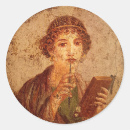 Fresko von Sappho in Pompeji Runder Aufkleber