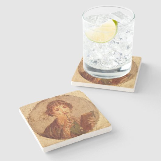 Fresko von Sappho in Pompeji Steinuntersetzer (Seitenansicht)