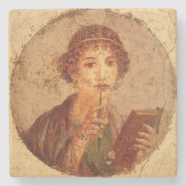 Fresko von Sappho in Pompeji Steinuntersetzer
