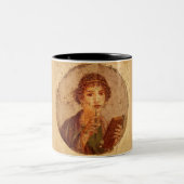 Fresko von Sappho in Pompeji Zweifarbige Tasse (Mittel)