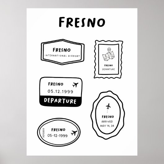 Fresno - Briefmarke Collection | Minimalistisch Poster (Vorne)