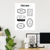 Fresno - Briefmarke Collection | Minimalistisch Poster (Heimbüro)