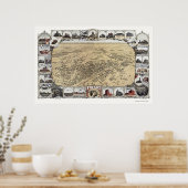 Fresno, CA Panorama Karte - 1901 Poster (Küche)