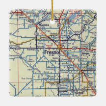 Fresno CA Vintage Karte