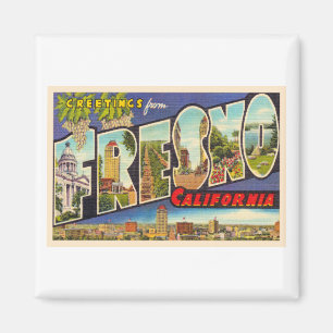 Fresno California CA Vintager Großbuchstabe Postka Magnet