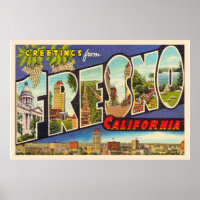 Fresno California CA Vintager Großbuchstabe Postka