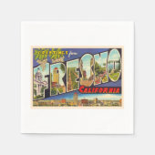 Fresno California CA Vintager Großbuchstabe Postka Serviette (Vorderseite)