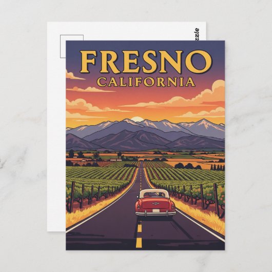 Fresno California Central Valley Postkarte (Vorne/Hinten)