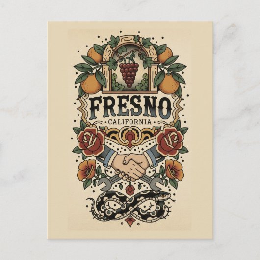 Fresno California Central Valley Postkarte (Vorderseite)