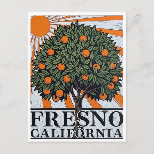 Fresno California Central Valley Postkarte (Vorderseite)