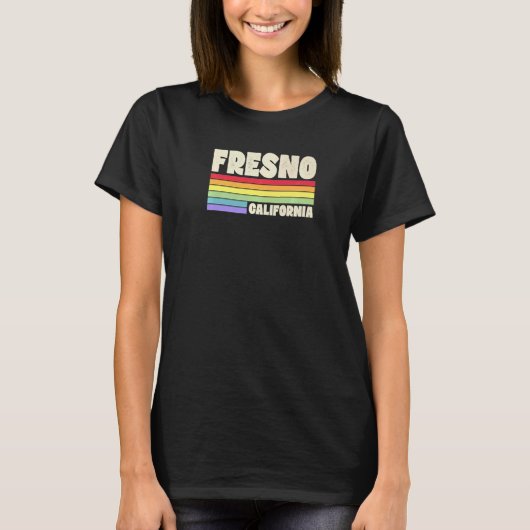 Fresno California Pride Rainbow Flag Gay Pride Mer T-Shirt (Vorderseite)
