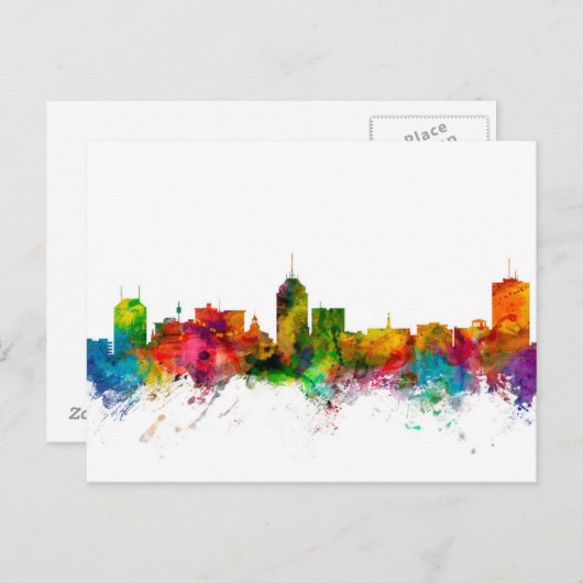 Fresno California Skyline Postkarte (Vorne/Hinten)
