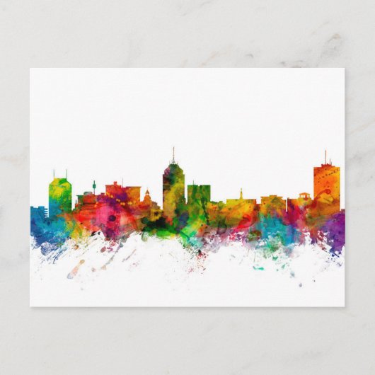 Fresno California Skyline Postkarte (Vorderseite)