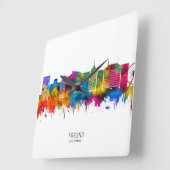 Fresno California Skyline Quadratische Wanduhr (Winkel)