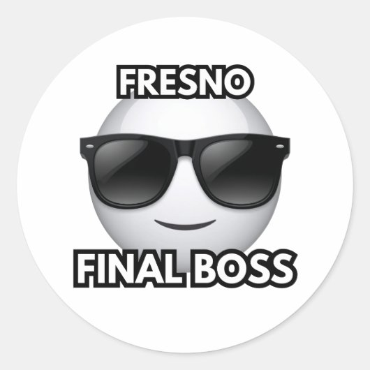 Fresno Final Boss Cool Emoji Sticker (Vorderseite)