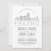 Fresno Hochzeit | Stilisierte Skyline-Einladung Einladung (Vorderseite)