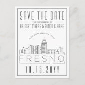 Fresno Hochzeit | Stilisierte Skyline Save the Dat Postkarte (Vorderseite)