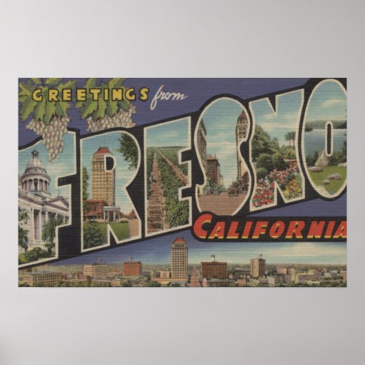 Fresno, Kalifornien - Große Buchstabenszenen Poster (Vorne)