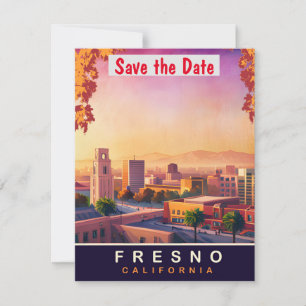 Fresno, Kalifornien, Reise-Postkarte, Save The Date