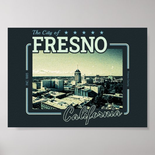 FRESNO KALIFORNIEN - STADT FRESNO CA POSTER (Vorne)