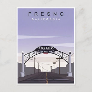 Fresno Kalifornien Vintage-Reise Aquarell Retro Postkarte