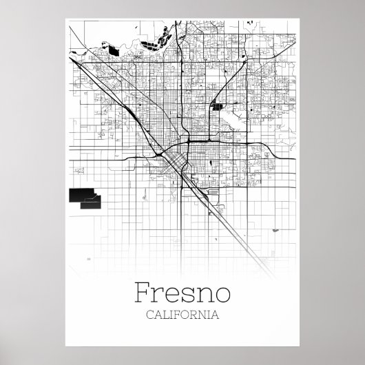 Fresno Karte - Kalifornien - City Map Poster (Vorne)