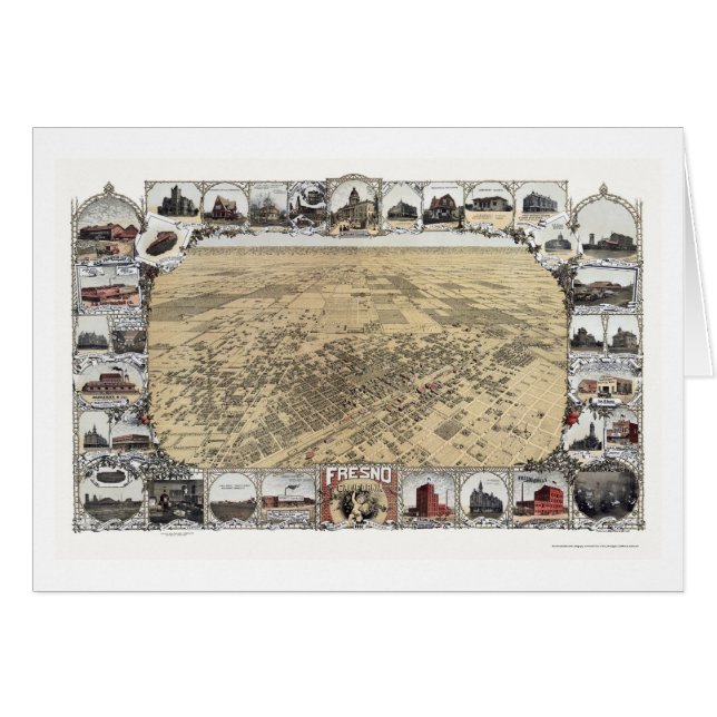 Fresno, panoramische Karte CAs - 1901 (Vorderseite (Horizontal))