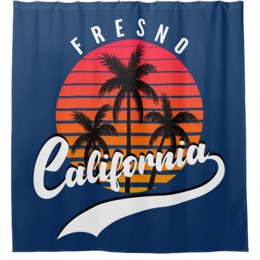 Fresno Retro Sonnenuntergang Duschvorhang (Vorderseite)