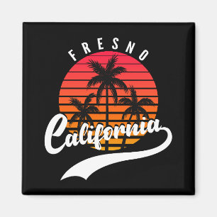 Fresno Retro Sonnenuntergang und Palmen Bäume Magn Magnet