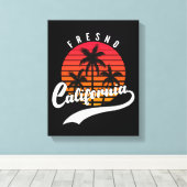 Fresno Retro Sunset Canvas Print Leinwanddruck (Insitu (Holzboden))