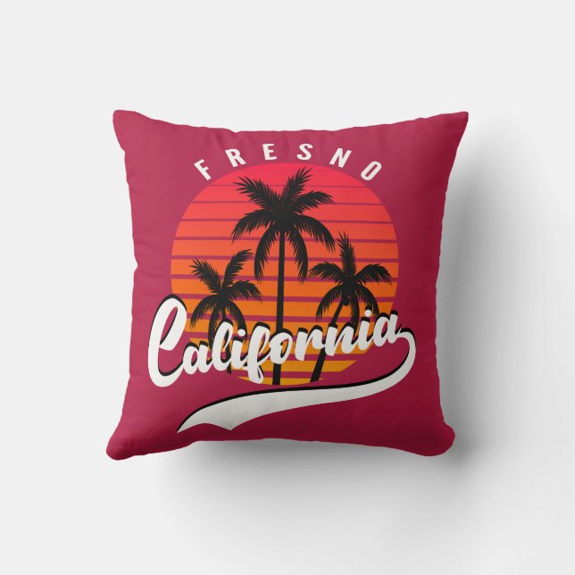 Fresno Retro Sunset Throw Kissen (Rückseite)