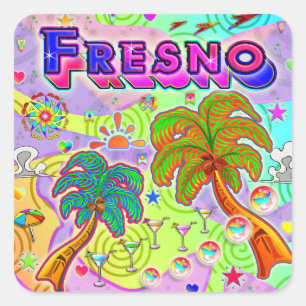 Fresno-Urlaubsziel-Aufkleber Quadratischer Aufkleber
