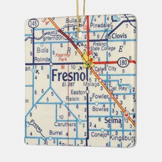 Fresno Vintag Map Keramikornament (Links)