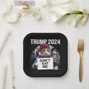 Fress mich nicht Katzen für Trump 2024 Pappteller