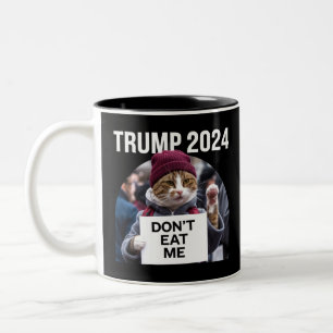 Fress mich nicht Katzen für Trump 2024  Zweifarbige Tasse
