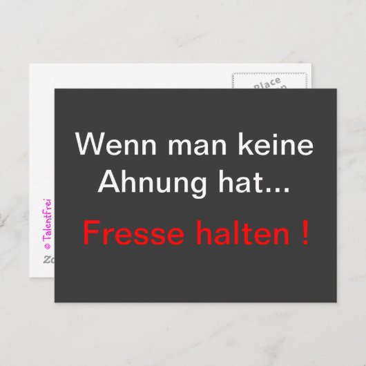 Fresse halten postkarte (Vorne/Hinten)
